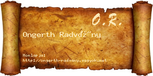 Ongerth Radvány névjegykártya